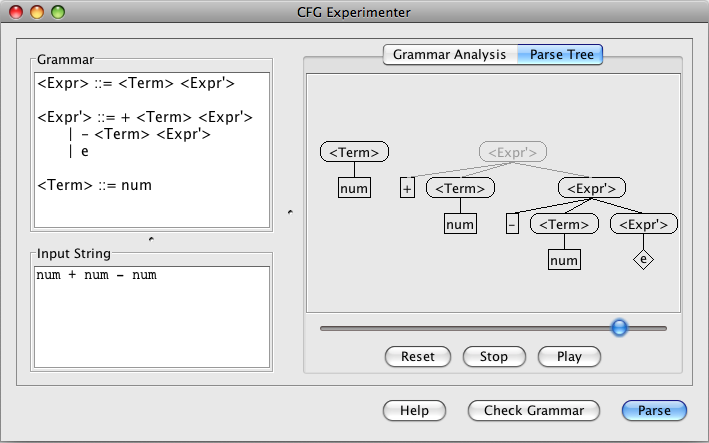 CFG Experimenter’s Parse Tree Animation